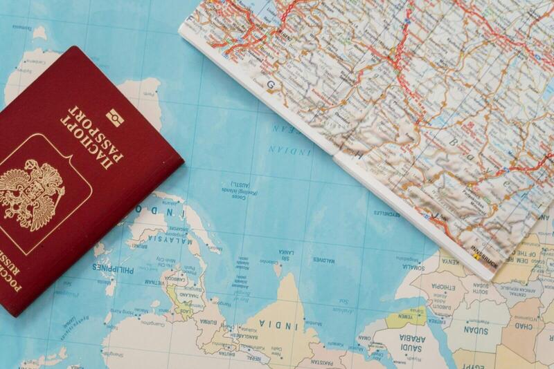 Passport on a world map